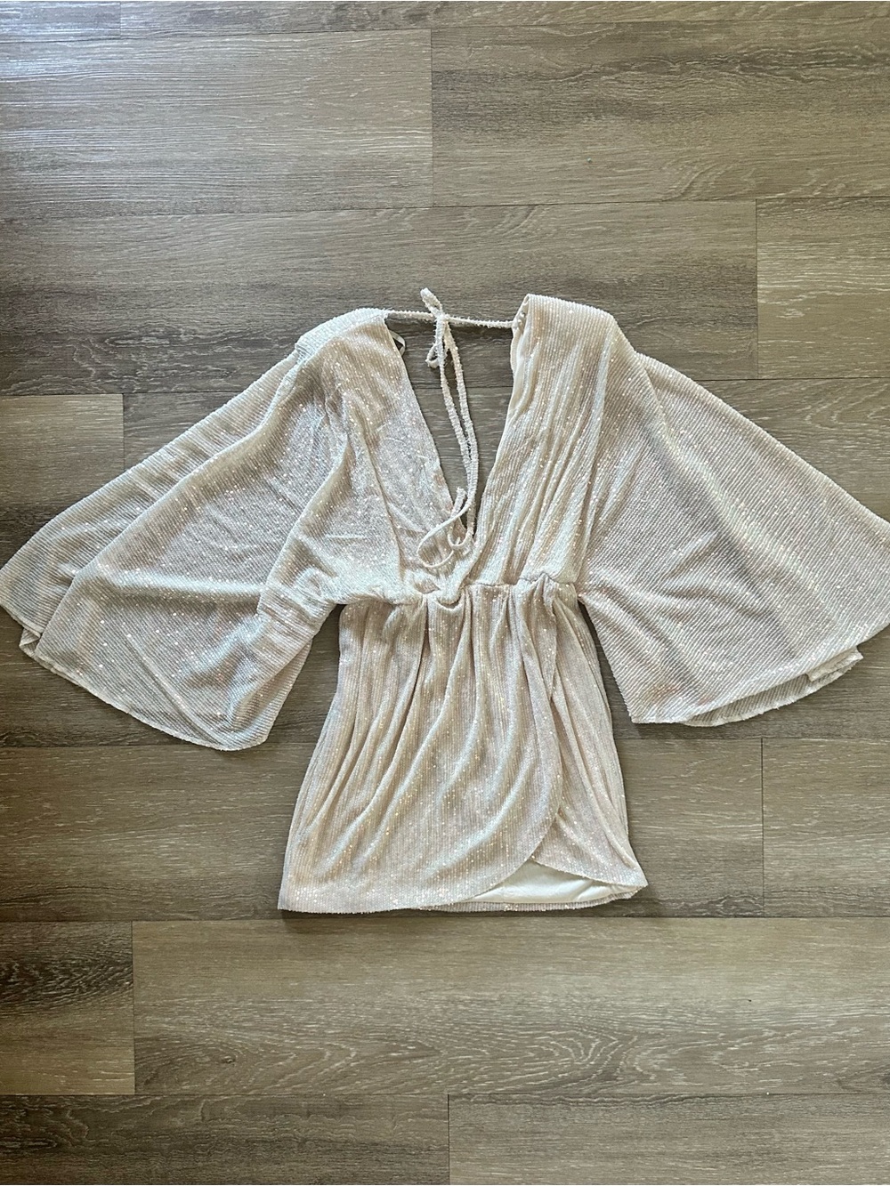 Women's Sequin Mini Dress with Bell Sleeves